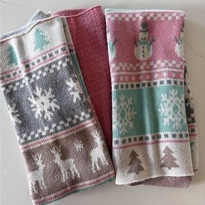 Cupcakes and Cashmere Festive Knit Dish Towels with Snowman and Reindeer